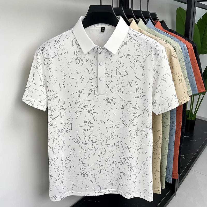 Men's Modern Polo Tee - Printed Pattern, Slim Fit Daily Style