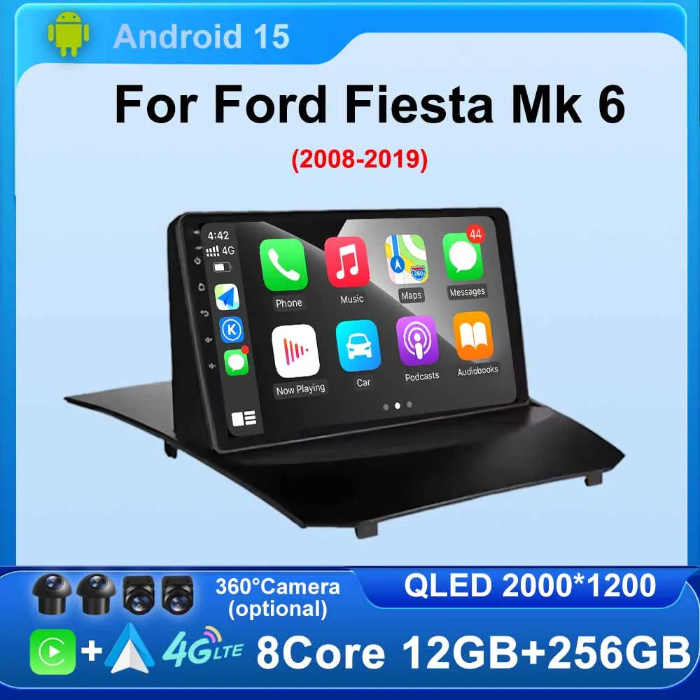 Car Stereo with Apple CarPlay & Android Auto, Compatible with Ford Fiesta Mk6