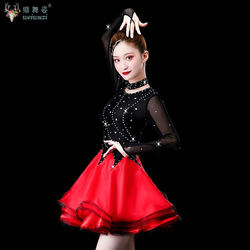 Double-skirt Latin competition dance dress