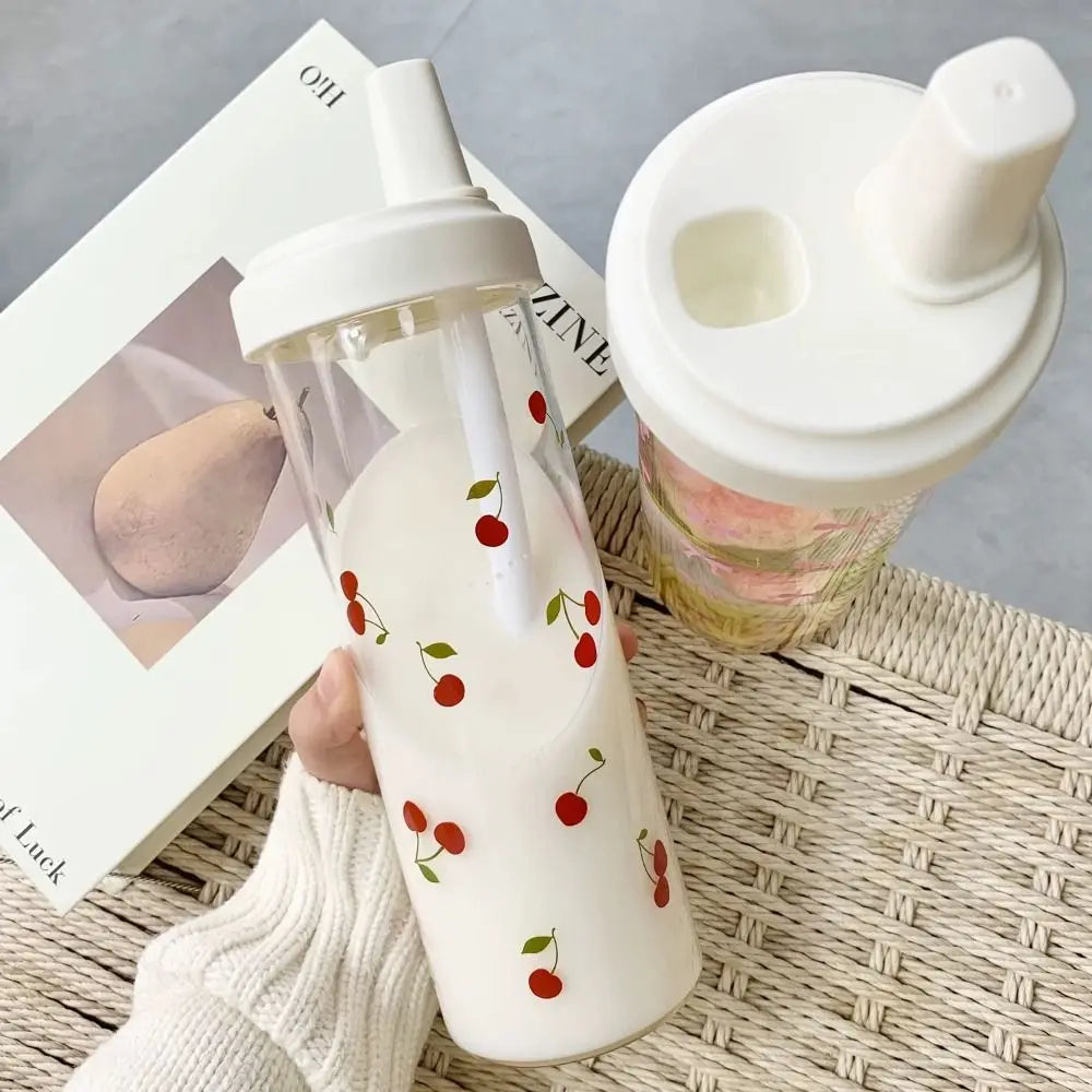 Cute Bowknot 500/700ml Water Bottles Juice Milk Plastic Cup with Lid Straw Bubble Tea Coffee Cups Large Capacity Drinkware