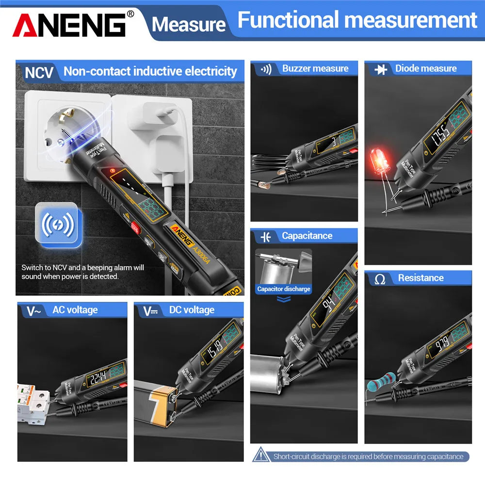 ANENG A3006A Digital Pen Multimeter 4000Counts AC/DC Voltage Non-contact Inductive Electricity Hz Diode Resistance Tester Tools