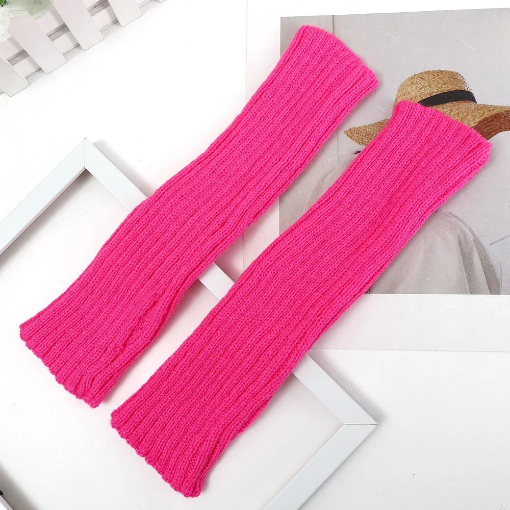 Women's Long Fingerless Knit Gloves - Arm Warmer Sleeves - photo 8