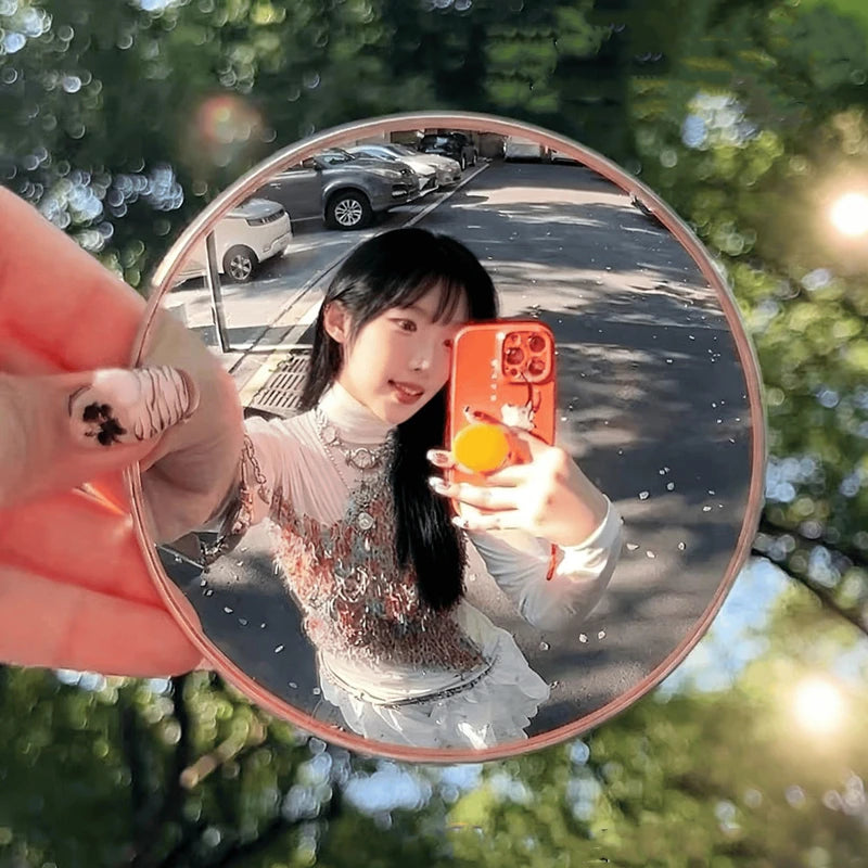 Hand-held Selfie Convex Mirror for Travel Trip Pocket Selfie Mirror TikTok INS Fashion Cute Selfie Mirrors for Traveling Alone
