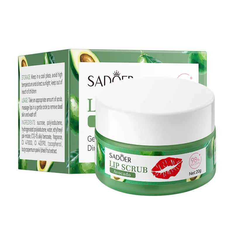 SADOER Strawberry Peach Lip Scrub Exfoliating Dead Skin Removal Dark Lip Fading & Moisturizing Hydrating Lip Balm Oil