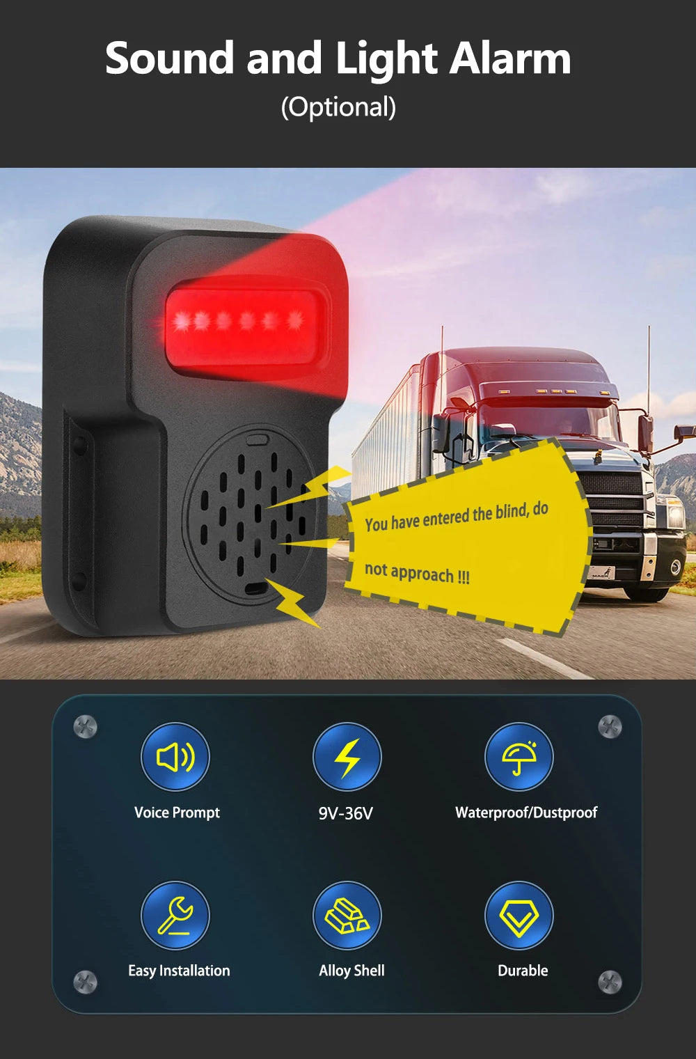7 inch Truck DVR System BSD Sound and Light Alarm 2CH 1080P Night Camera Touch Screen MP5 BT AHD Monitor 24H Parking Recorder