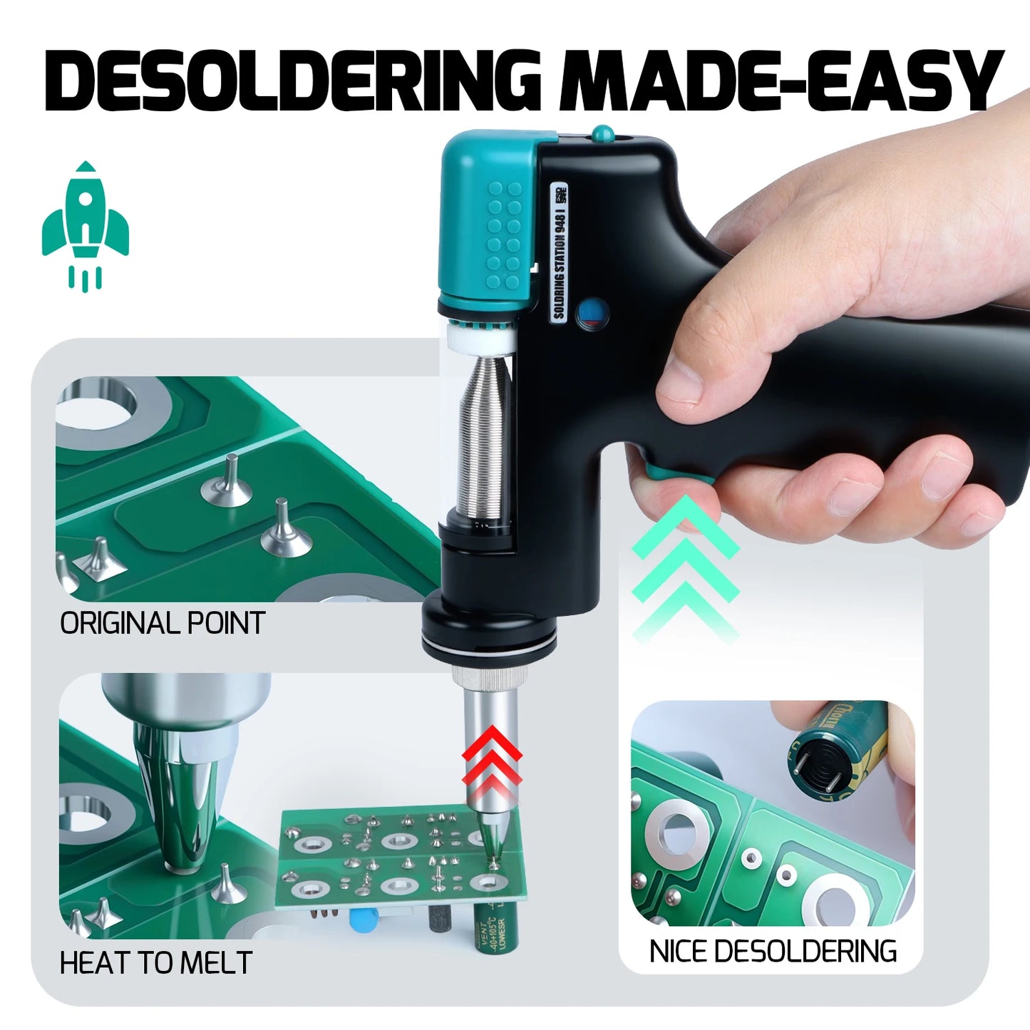 YIHUA 948D-I 110W Desoldering Station – Vacuum Pump Tin Suction Gun for PCB Welding & Repair