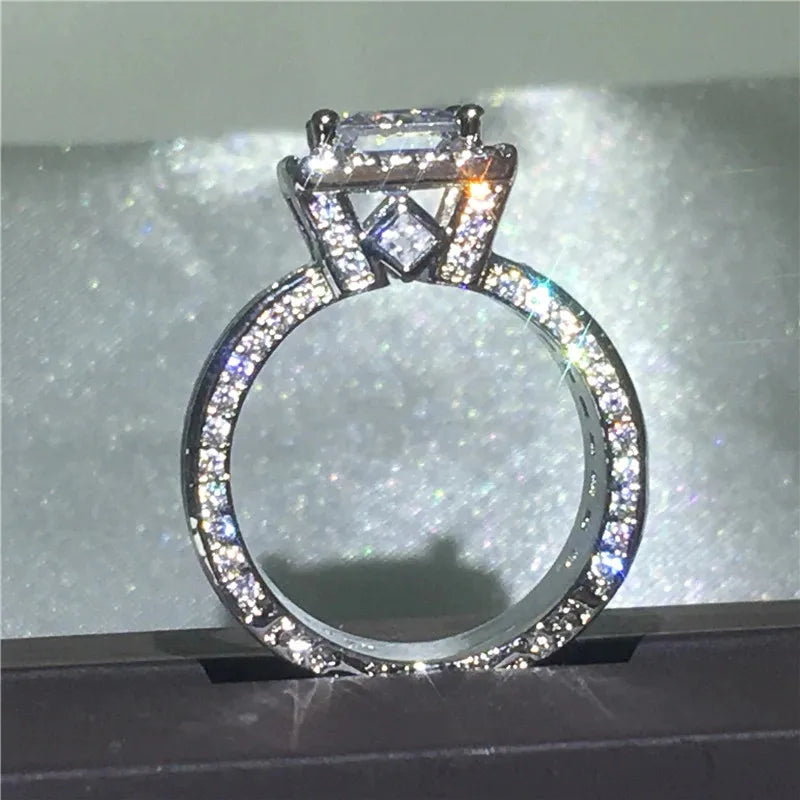 Halo Square-Cut Zircon Ring for Women - Engagement & Promise Ring