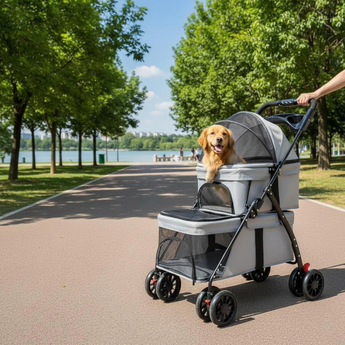 Double-Deck Pet Stroller - Breathable Mesh Travel Cart – photo 6