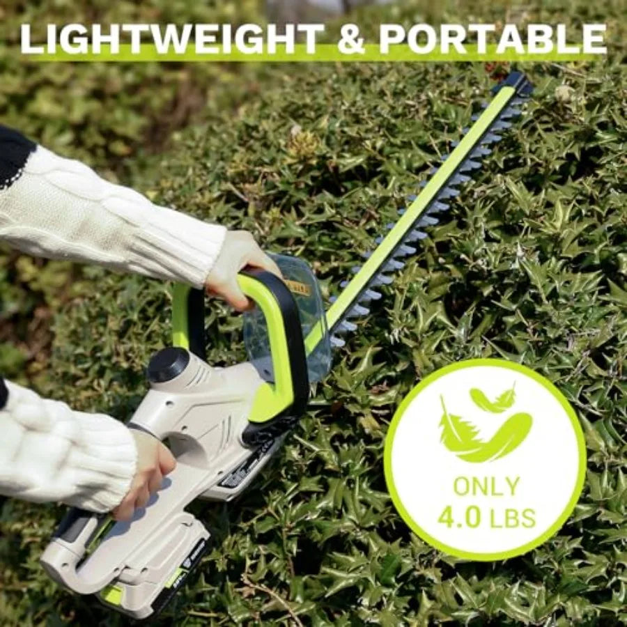 20V Cordless Hedge Trimmer – 20" Steel Blade, Lightweight Ergonomic Yard & Garden Tool