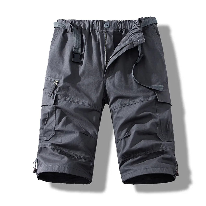 Men's Cotton Knee-Length Work Shorts — Loose Straight Casual Shorts