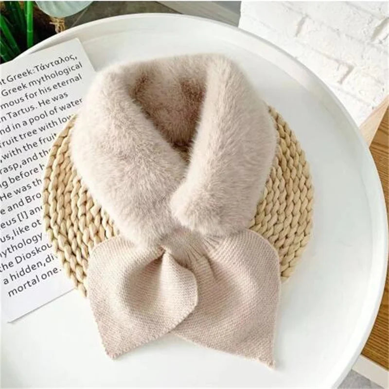 Women's Cross Strap Knit Neck Scarf - Soft Short Winter Scarf - photo 7