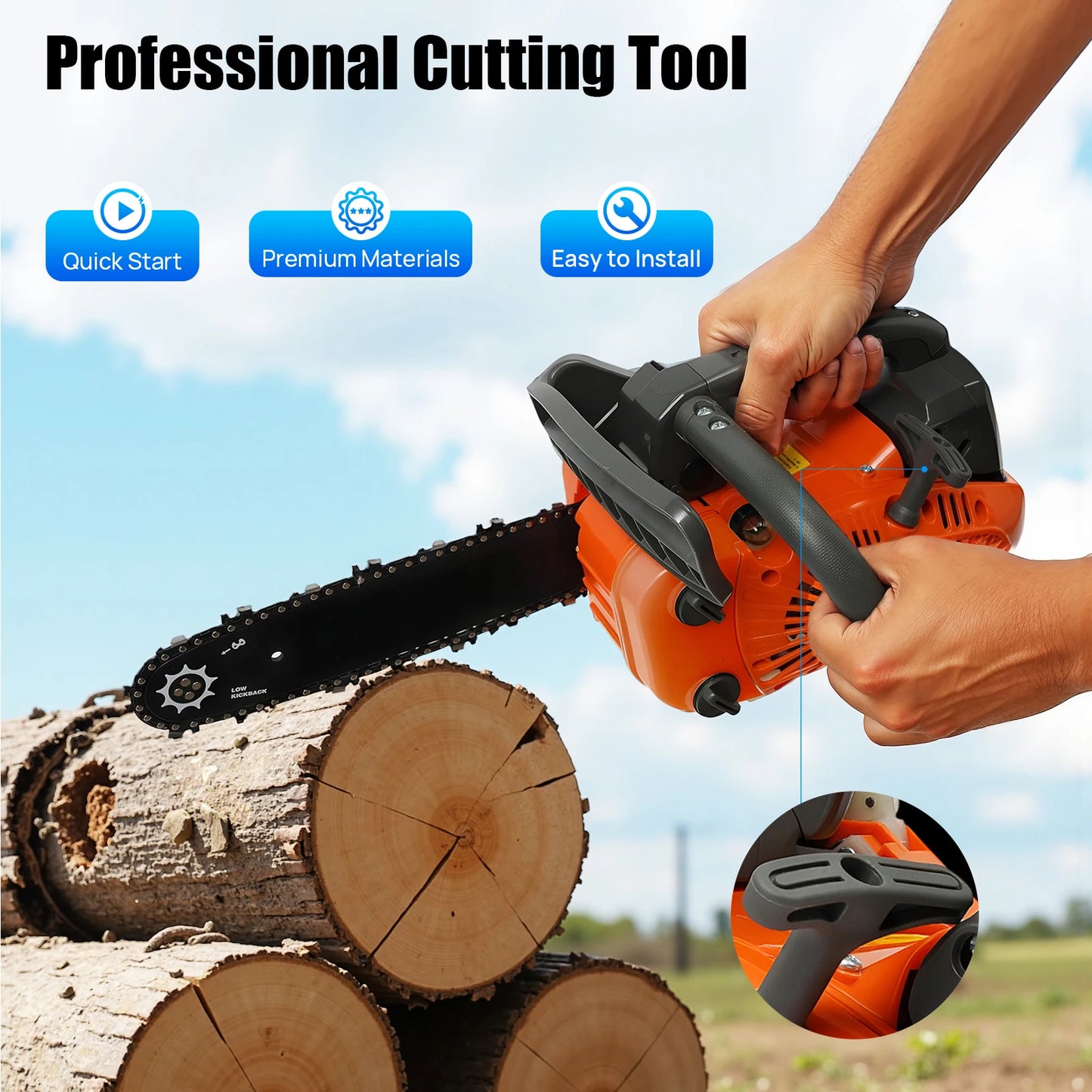Top-Handle 25.4cc Gasoline Chainsaw – 2-Stroke Engine Logging & Wood Cutting Power Tool