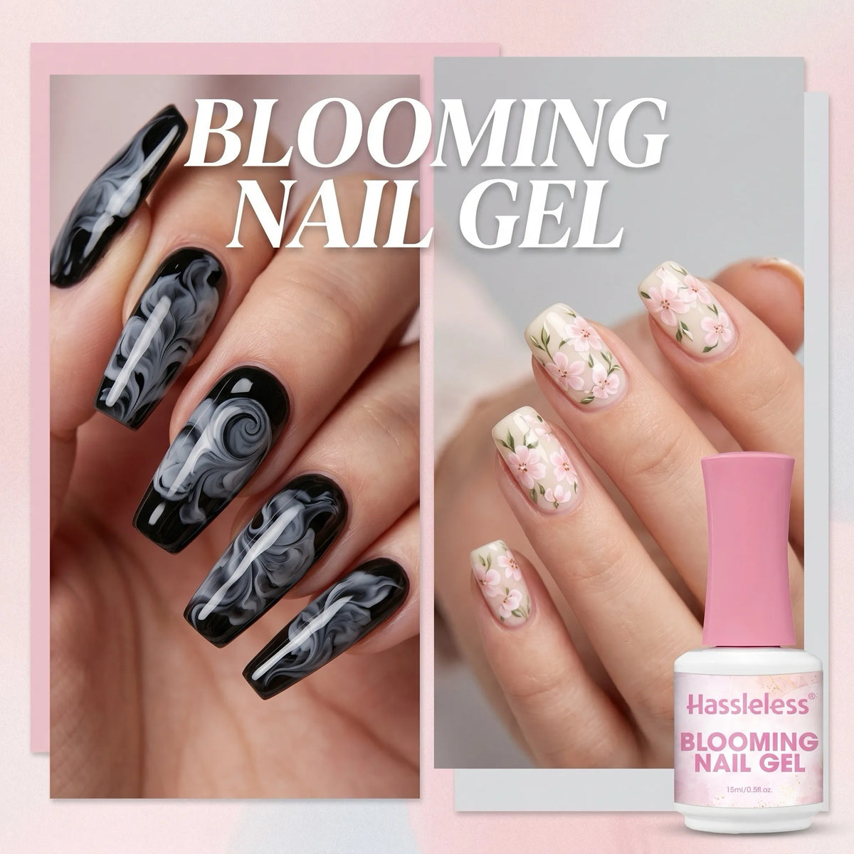 Hassleless Blooming Gel Nail Polish Set (15ml glass bottle) - Professional Nail Gel, Blooming Gel Nail Polish Set includes gel,