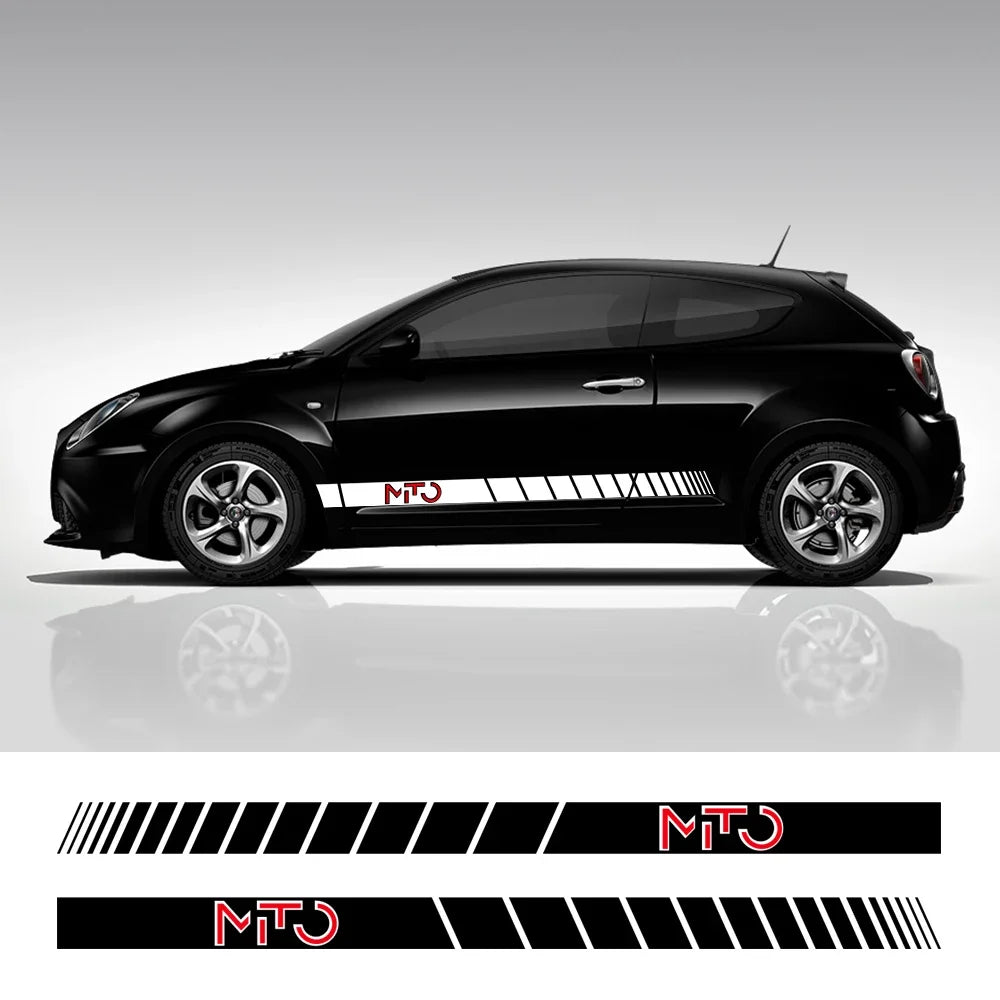 2pcs Car Side Skirt PVC Stickers Sport Graphics Vinyl Film Decals Decoration Kit Auto SUV Tuning Accessories For Alfa Romeo Mito