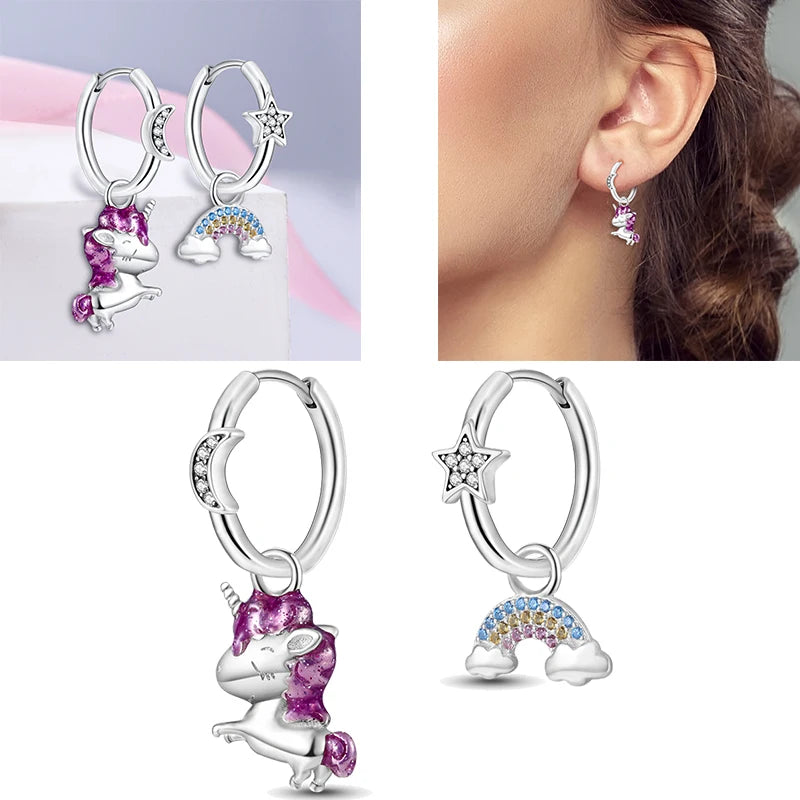 Sparkling Gold Woman Hoop Earrings 925 Sterling Silver Butterfly Colored Zirconium Earrings for Women Jewelry Anniversary Gift