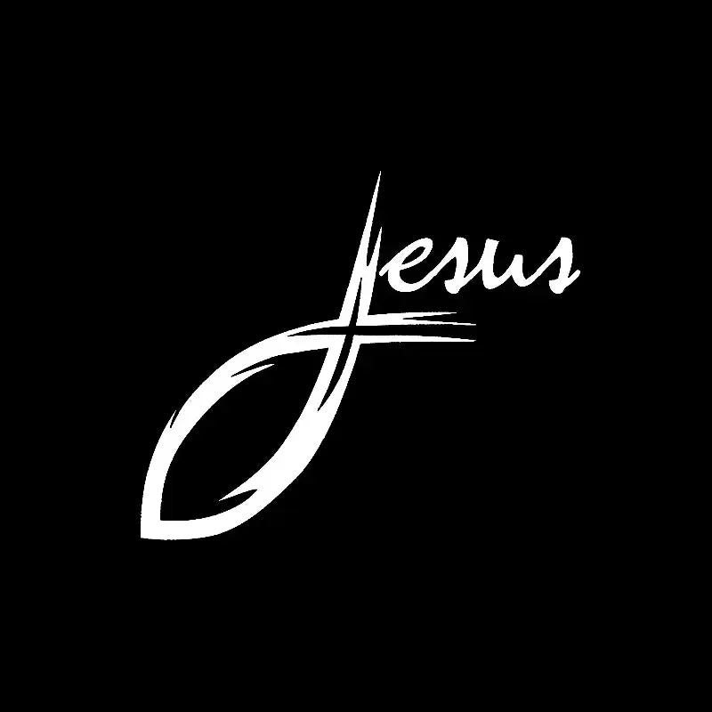 JPCT   Jesus Curve Cross Christ Fish Stickers for Racing, Luggage Waterproof Stickers 50cmx42cm