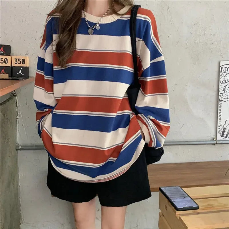 Women T shirts four seasons Woman clothing Y2k Top Sweatshirt 2026 korean Fashion Long Sleeves Tee Loose Couple Graphic T-shirt