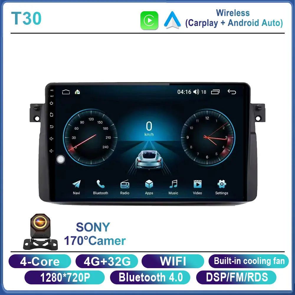 Android 16 Car Radio For BMW E46 M3 X5 1998-2006 Multimedia Video Player GPS 4G Carplay Auto Stereo RDS DSP DVD Head Unit WIFI