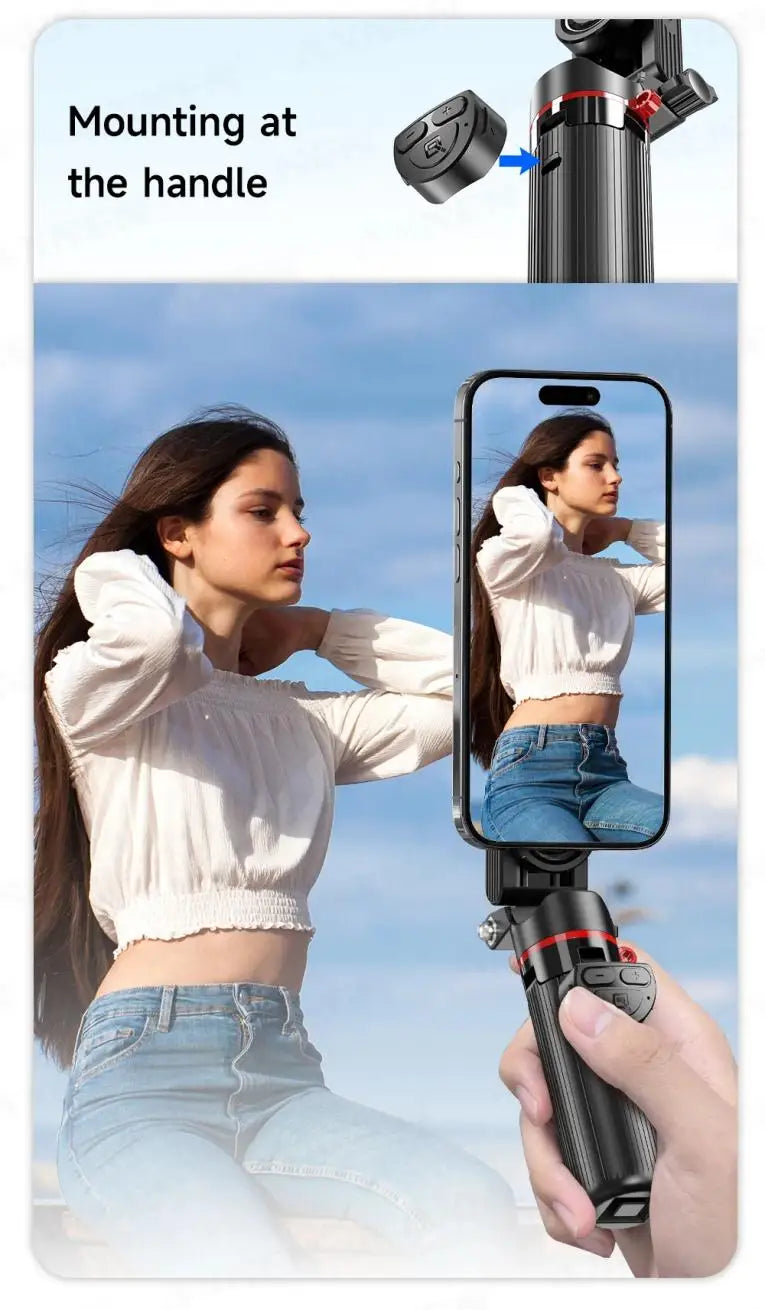 Mini Magnetic Selfie Stick Tripod Removable Remote Control Quadrapod Holder 360° Rotation for iPhone 16 15 14 13 12 Vlog Live