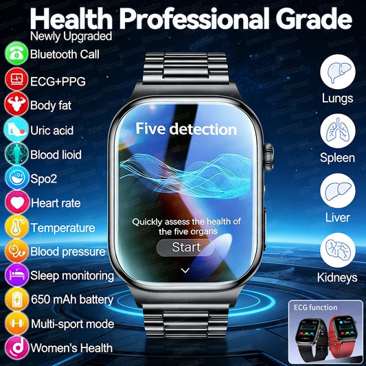 2026 Five-Organ Health Smart Watch – Body Fat, Uric Acid, ECG, Blood Pressure & Bluetooth Call | Men & Women