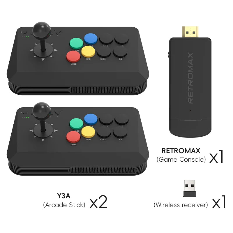 Data Frog Y3A Max Wireless Arcade Stick – 27 Emulators, Turbo Mode | PC, Android & TV Box Fighting Game Joystick