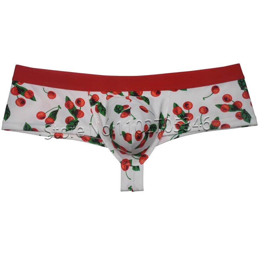 Men's Bikini Boxershorts Brazilain Underwear Male Swim Briefs ThongS Bulge Pouch Cheeky Trunk 1/2 Back Coverage Panties Printed