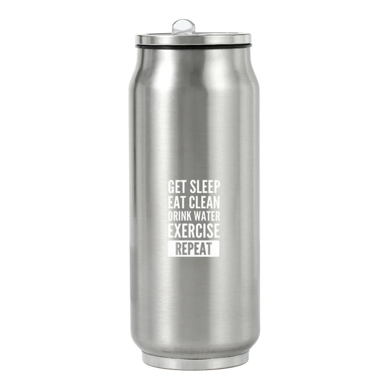 500ML 304 Stainless Steel Cola Can Thermos Custom LOGO Vacuum Cup Flask Portable Double Layers Straw Cup Water Bottle Mug