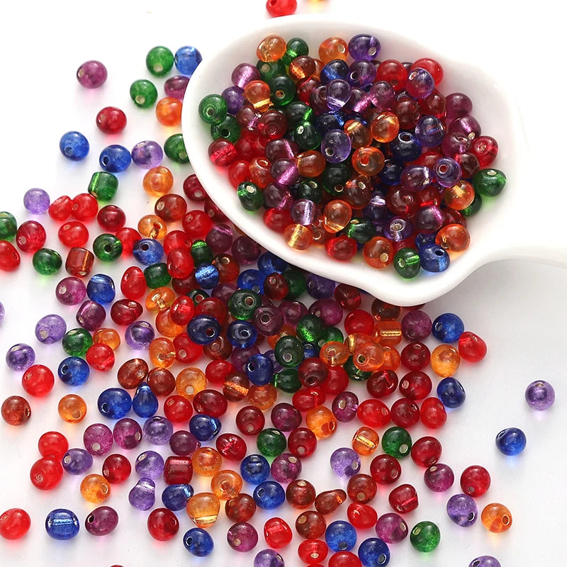 110pcs 4mm Silver Lined Seed Beads Water Drop Shape Czech Glass Beads For DIY Jewelry Making Crafts Charms Bracelets Accessories