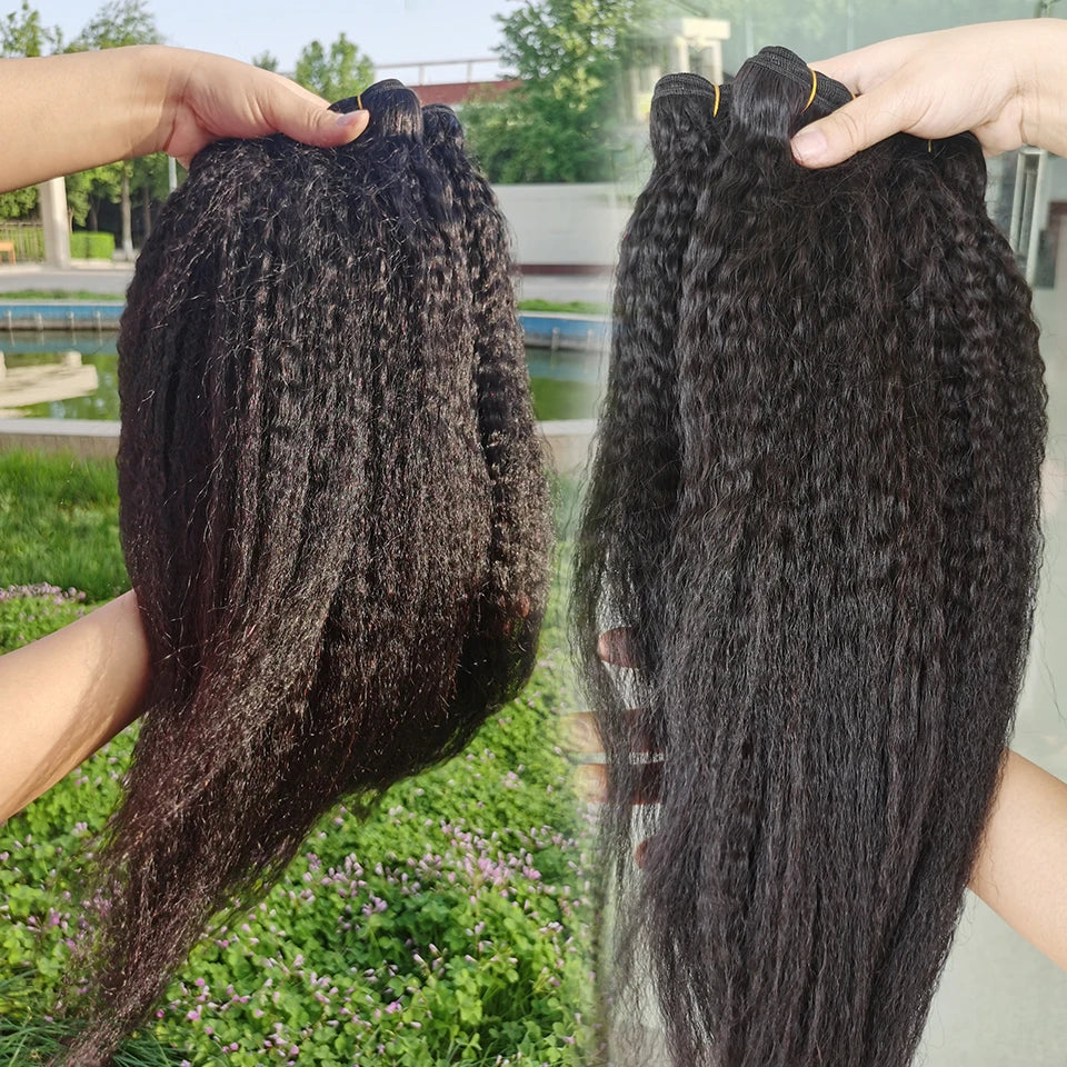 Kinky Yaki Straight Human Hair Bundles Deal Raw Virgin Human Hair Bundles Deal Brazilian Hair Extensions On Sale Clearance