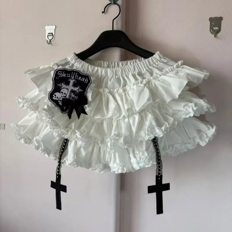 ZHUOFU Gothic Y2K Punk Mini Skirt – Elastic Waist A-Line Cross Short Skirt | Aesthetic Hot Girl Streetwear | S/M/L | 5 Colors