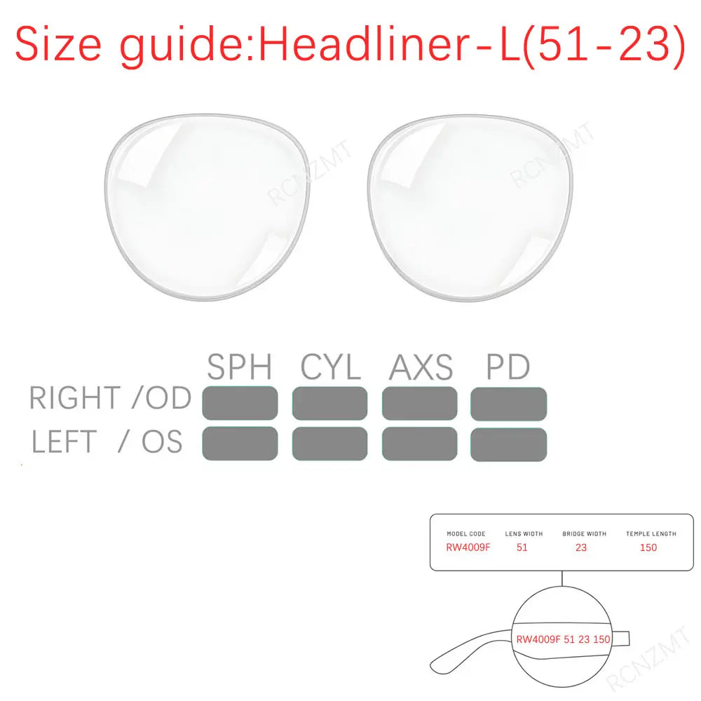 For Ray Ban Meta Lens Replacement Transitions RW4006/4008 Wayfarer Headliner Anti Blue Prescription Lenses Accessories