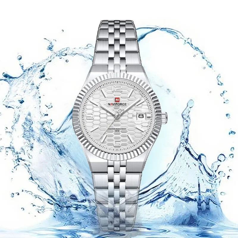 NAVIFORCE NF5079 Women's Quartz Watch — Waterproof Stainless Steel Bracelet