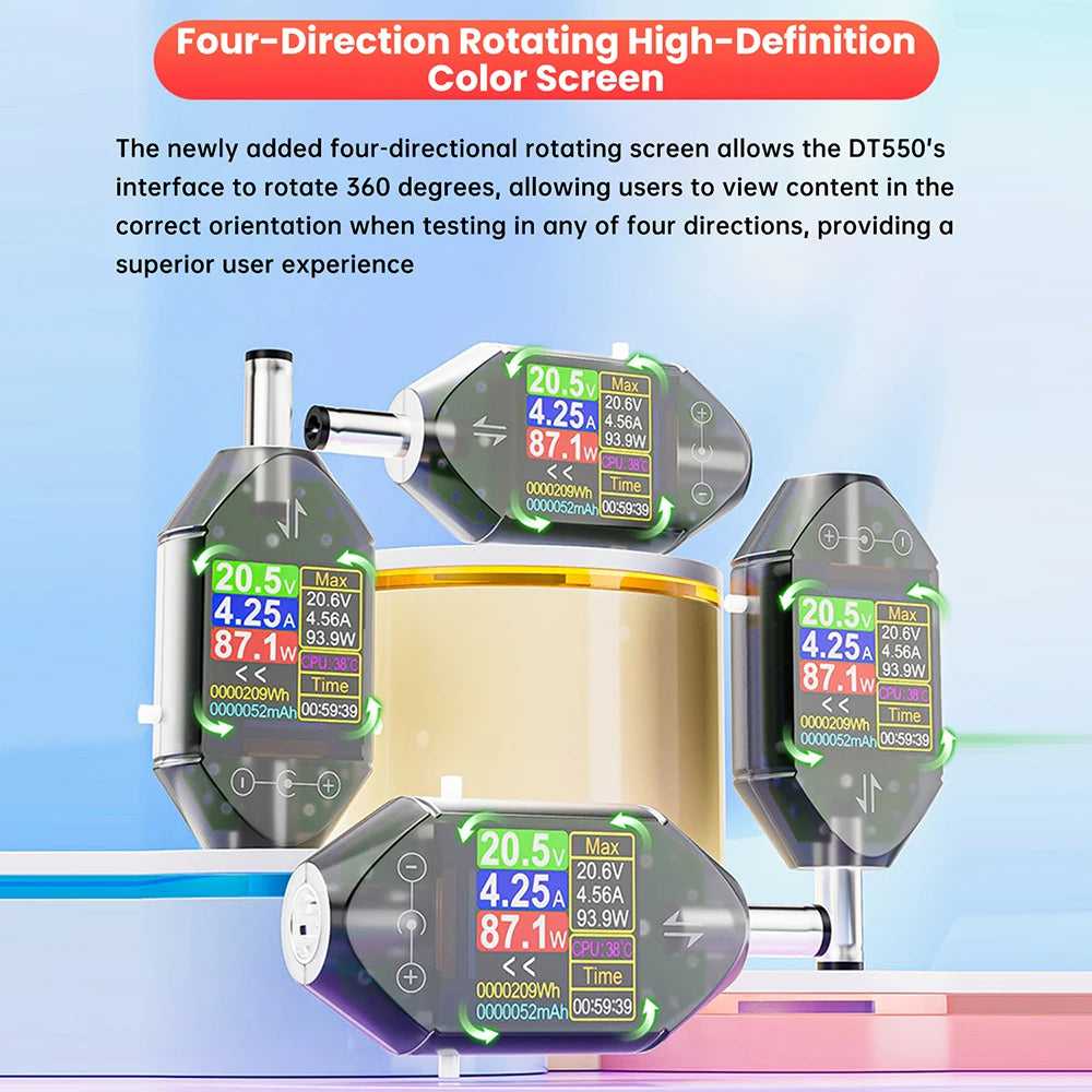 DC5.5 * 2.5 Interface Tester DC 4.5-50V 0-12A High-precision Voltage Current Tester Digital Voltmeter Ammeter Power Meter DT550