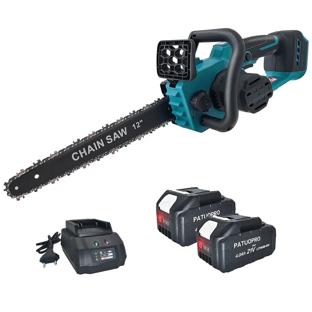 12 Inch Brushless Cordless Electric Saw Handheld Rechargeable Chainsaw Wood Cutting Garden Pruning Tool For Makita 18V Battery