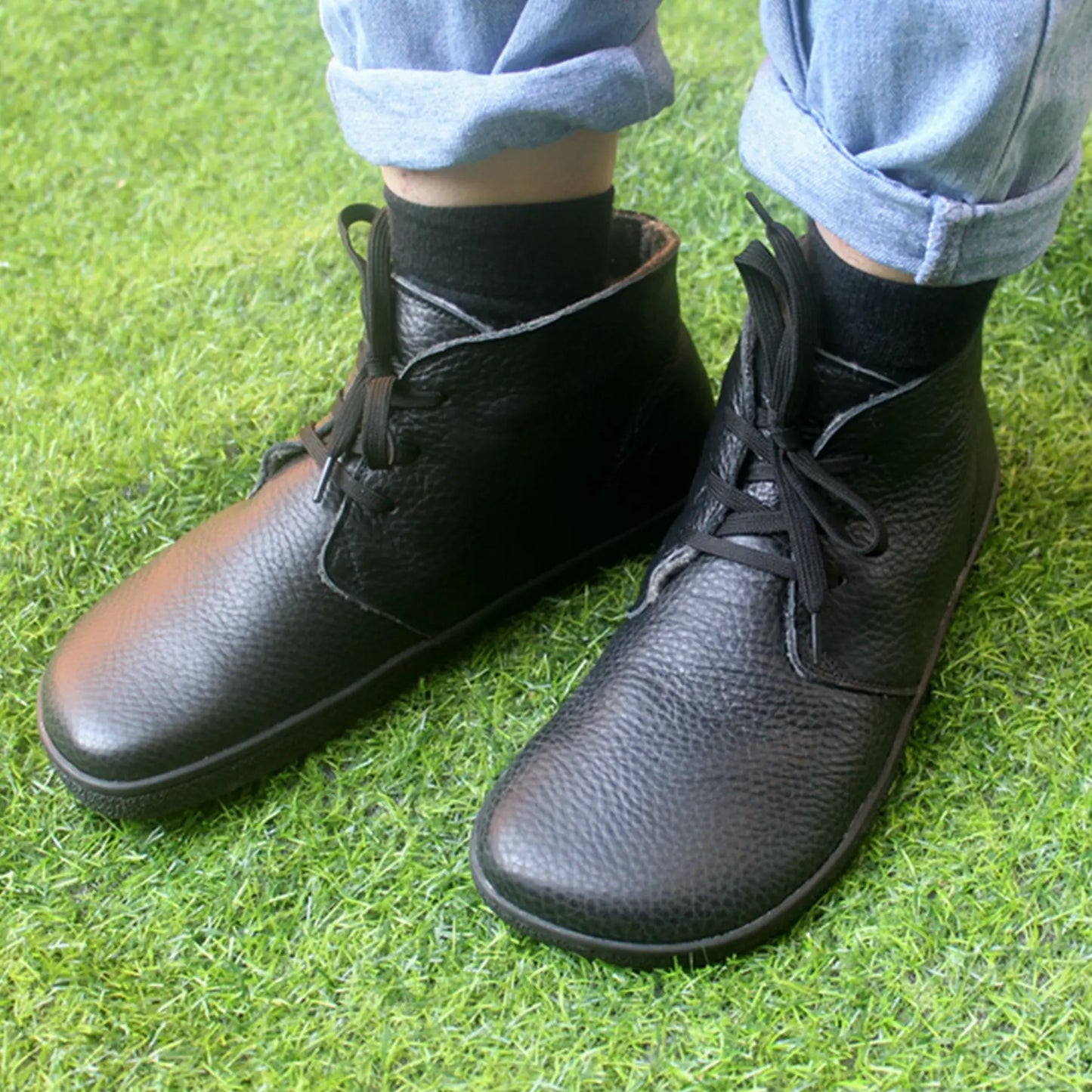 Barefoot Leather Boots With Wool Linning Inside For Women  man Zero Drop Wider Toes Box