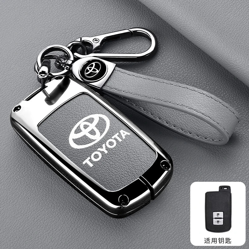 Leather Car Key Case Cover Protective Shell For Toyota Auris Camry RAV4 Avalon Yaris Verso 2012 2013 2014 2015 2016 2017 2018