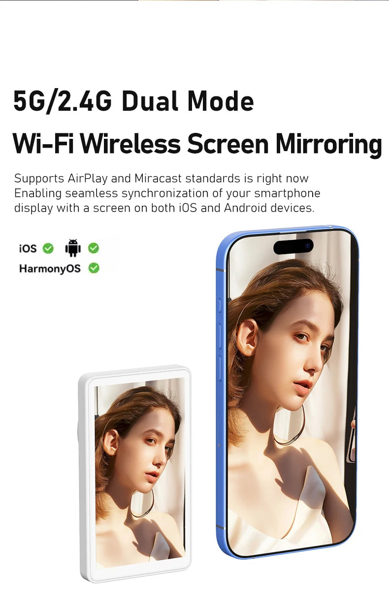 Smartphone Rear Camera Selfie Display Screen Wireless Wi-Fi Mirroring Magnetic Attachment for iOS Android Harmony OS
