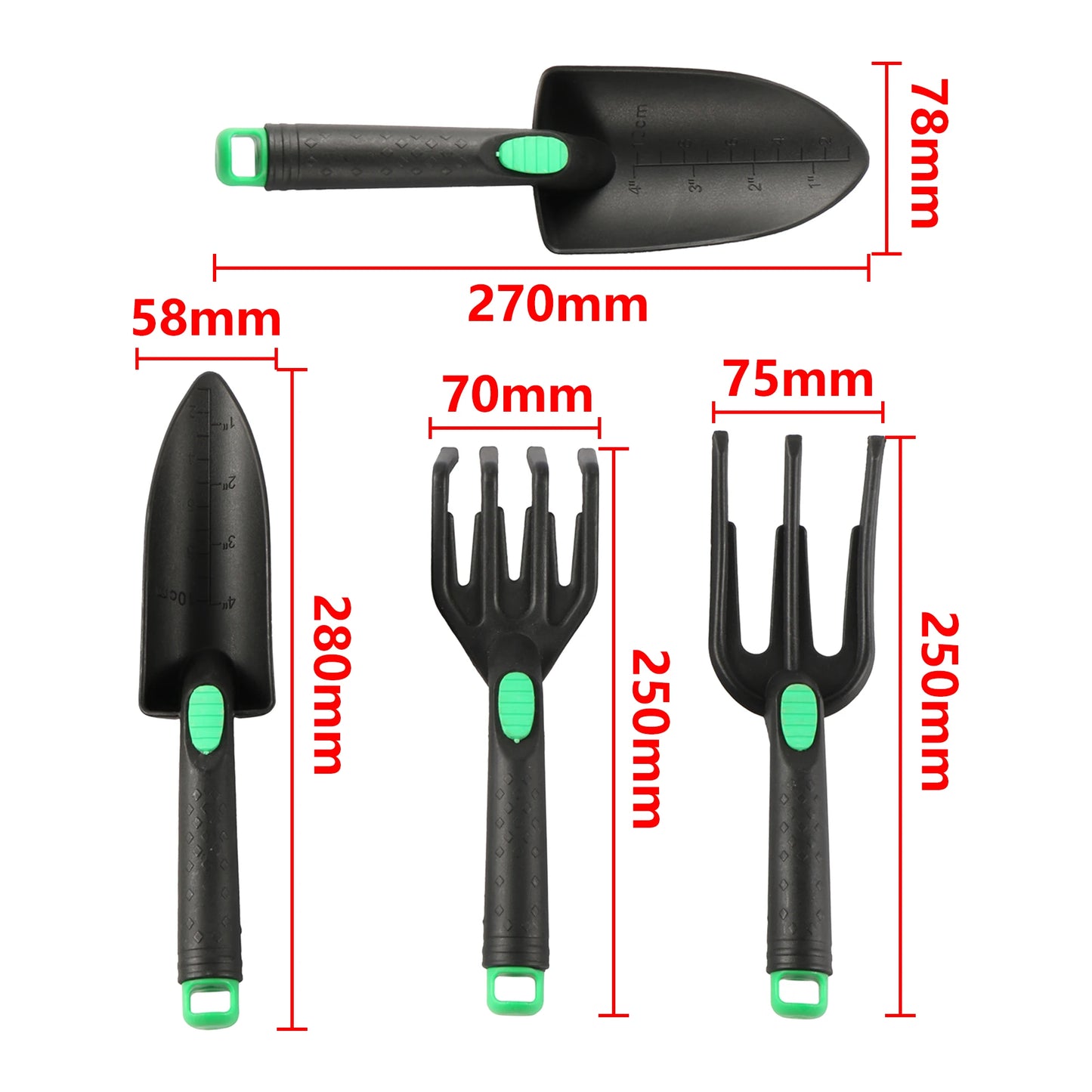 3-Piece Mini Garden Tool Set – Shovel, Rake & Spade for Potted Plants, Weeding & Fertilizing