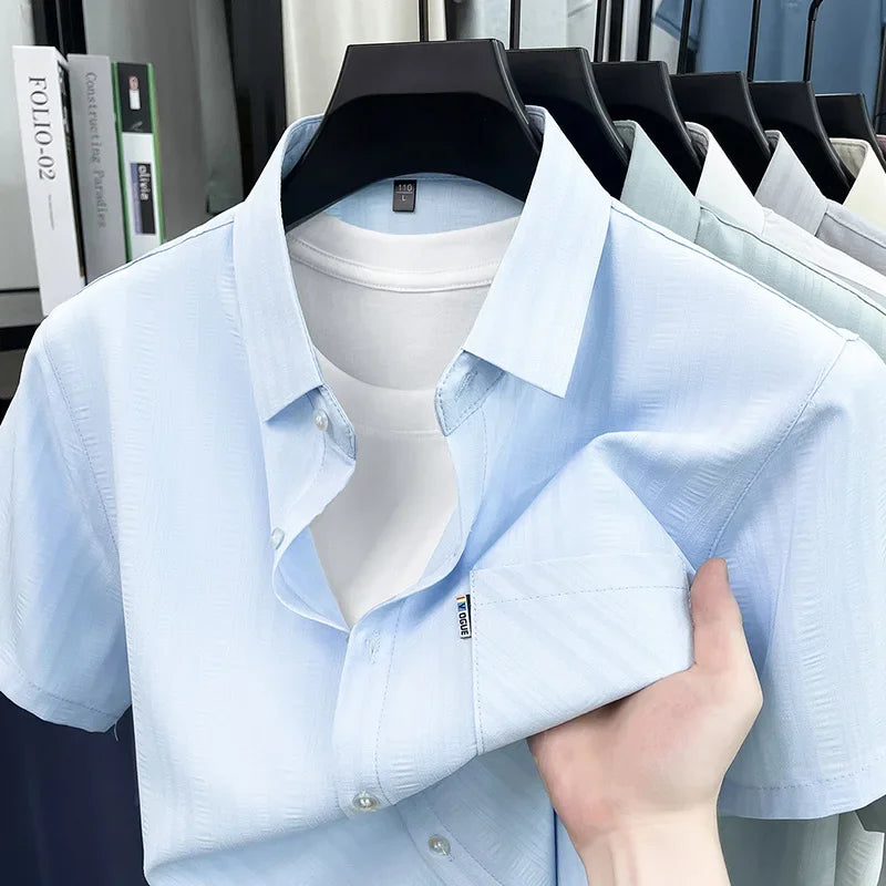 Men's Short-Sleeve Shirt - Loose Fit Button-Front, Chest Pocket