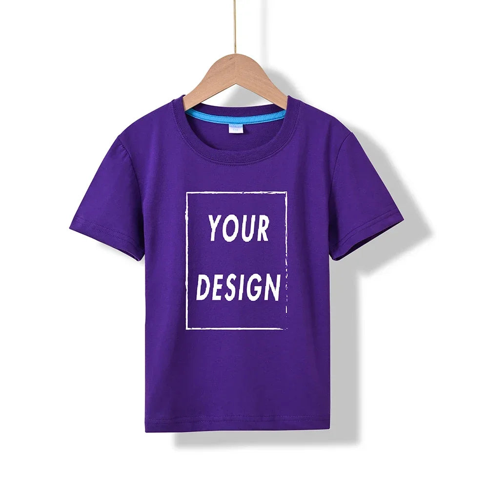 2025 Free Customized Front and Rear Logo Children's Cotton T-shirt, the Best Gift for Boys and Girls