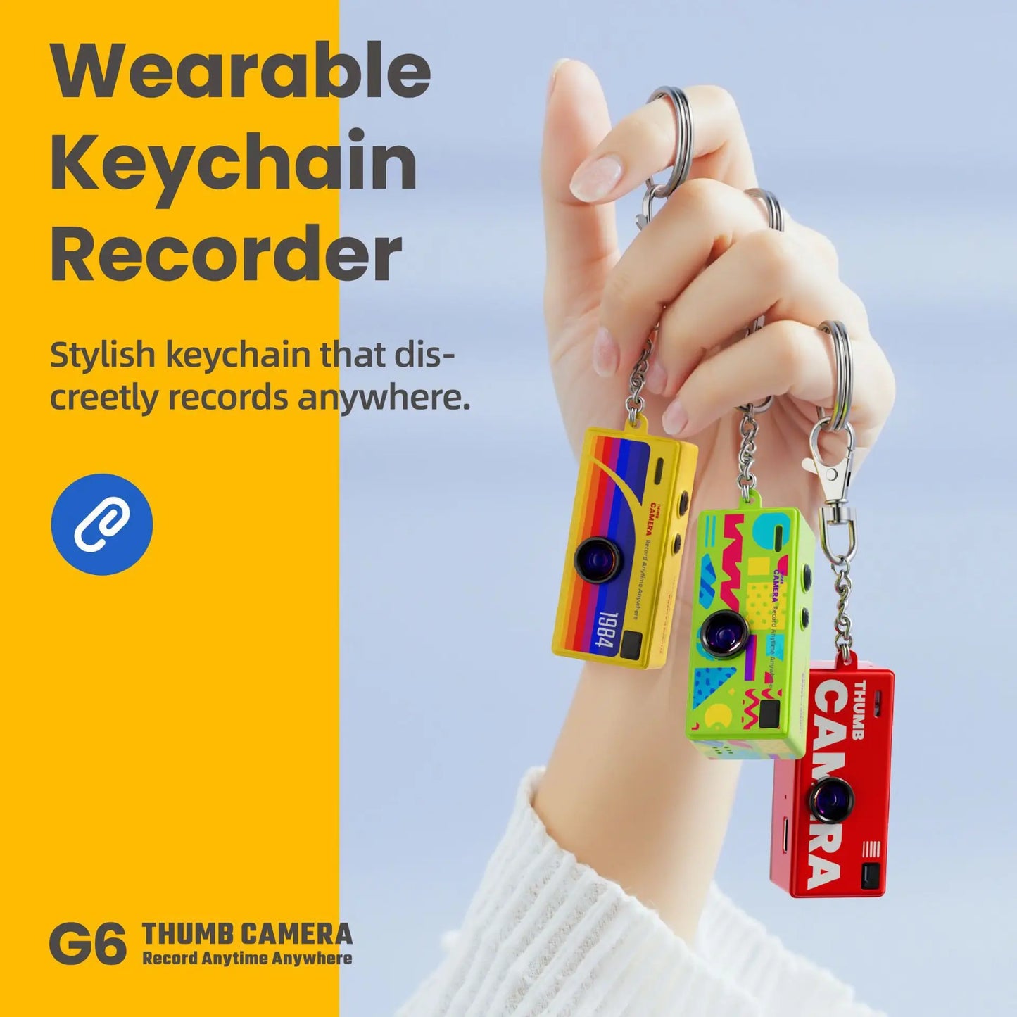 G6 Retro Keychain Camera — 1080P Wide Angle Mini Camera with Flash