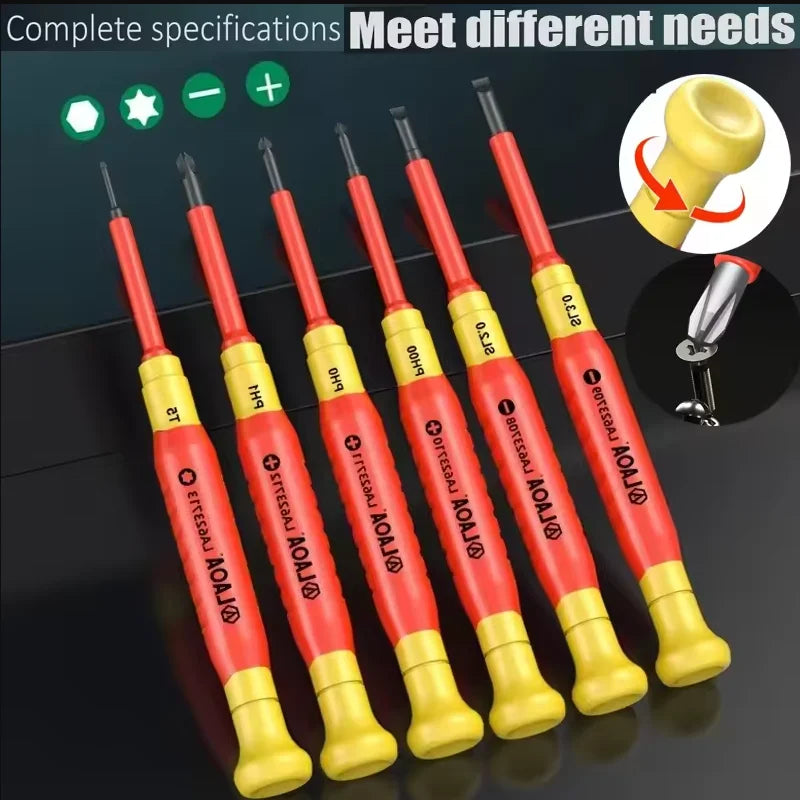LAOA 1pc Insulated Precision Screwdriver SL1.0-3.0 aCross Small Size Screwdriver to Remove Watches Cell Phone NotebookT5-T10
