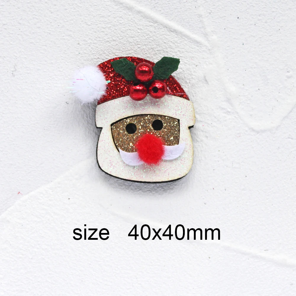10pcs Glitter Padded Applique Reindeer with Red Nose  for DIY Christmas Hair Clips Bow Accessories Felts Supply Party Decor