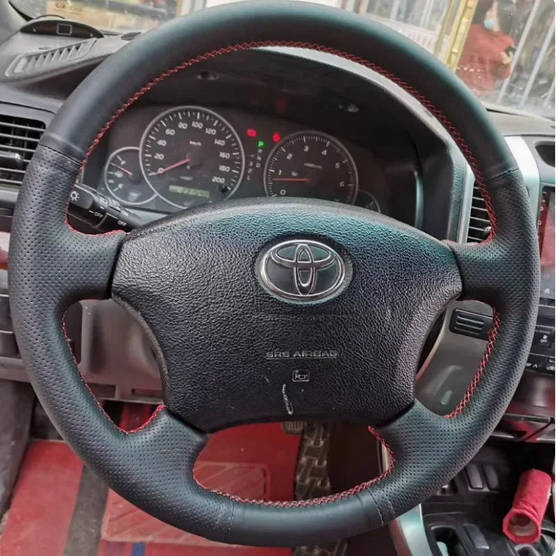 DIY Leather Full Coverage Steering Wheel Cover for Toyota Tacoma 4Runner Camry Sienna Sequoia Highlander Land Cruiser 1995-2007