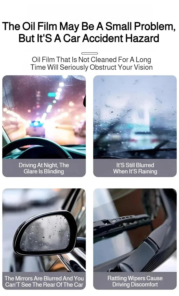 Car Glass Coating Oil Film Clean Brush Kit 120ml - Professional Repair Glass Scratch Brightening Windows Anti-fog Polishing