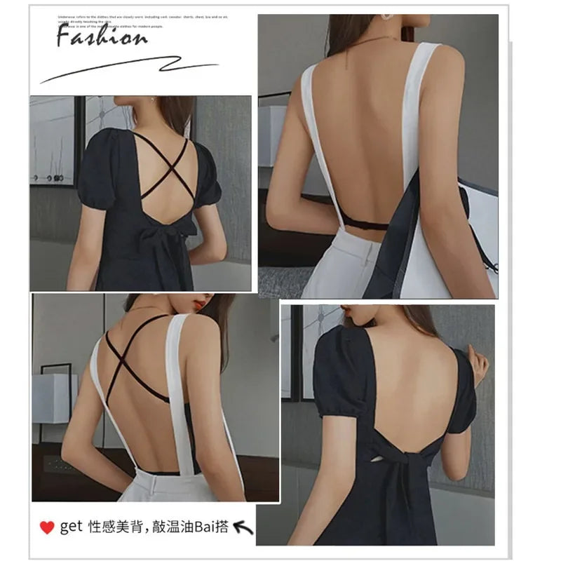 Sexy U-shaped Back Lingerie Female Inner Wear Summer Thin Without Trace Backless Triangle Cup Polymerization Bra