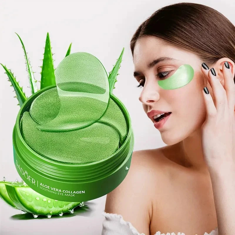 SADOER 60pcs Aloe Vera & Collagen Eye Masks – Anti Dark Circles, Eye Bags & Puffiness | Hydrating & Firming Under-Eye Patches for Women
