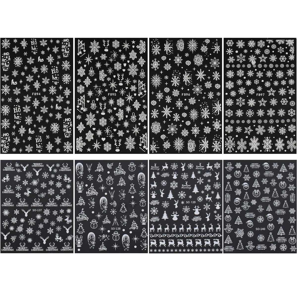 New Winter Snowflake Nail Stickers, White Snow Christmas New Year Self-Adhesive Nail Decals, DIY Nail Art Decor