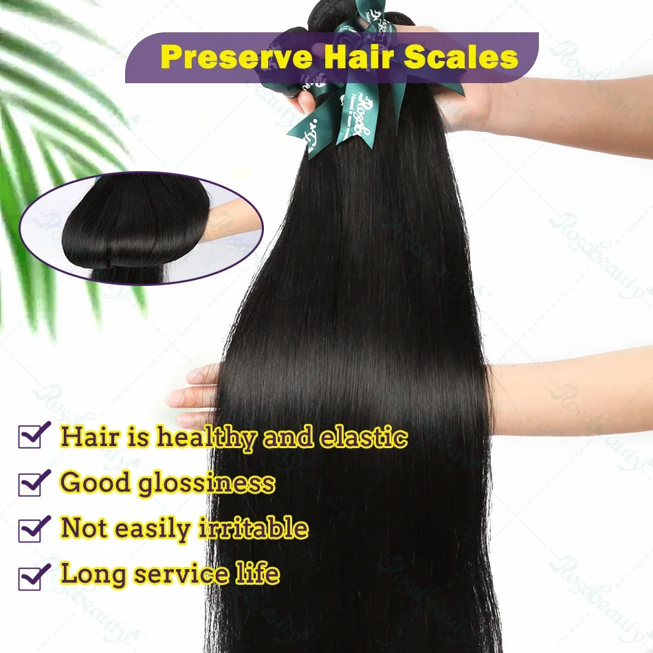 Rosabeauty Brazilian Remy Human Hair Bundles – Straight 30-40 Inch
