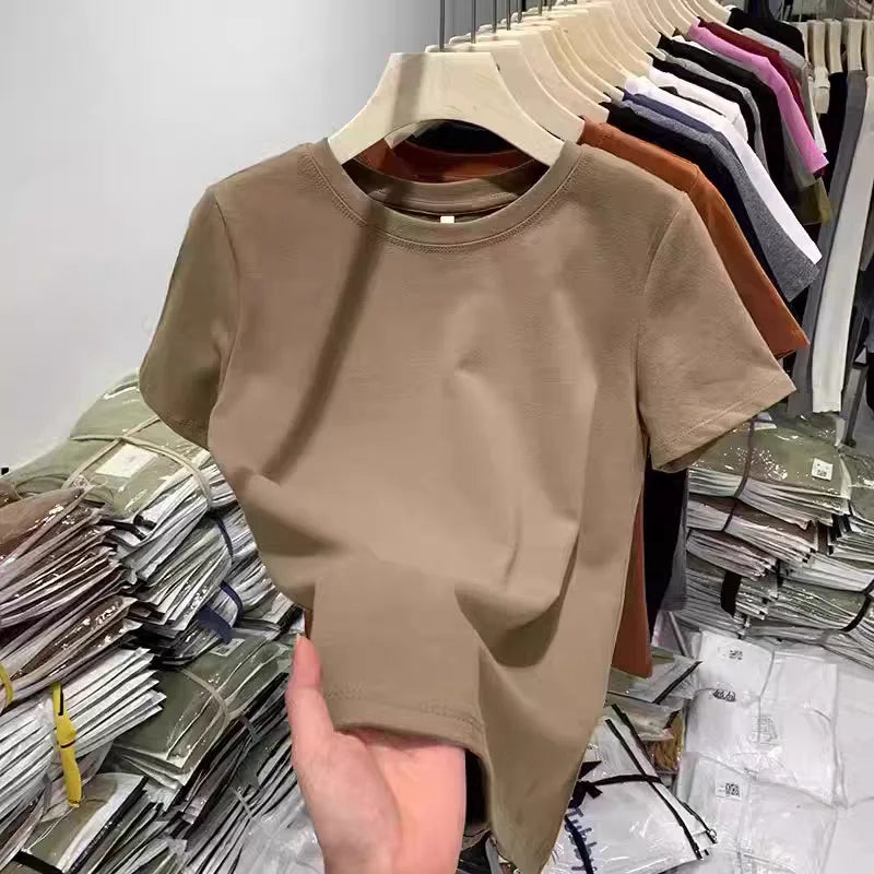 Women's plain cotton t-shirt - view 8